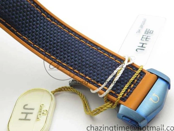 0818 FreshLook Planet Ocean 45mm GMT Blue DLC Black OMF Best Edition Blue Dial On Blue Gummy Strap A 8123